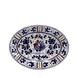 ORVIETO BLUE ROOSTER: Oval Plate