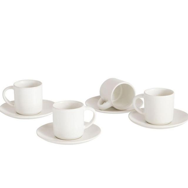 Mason Stoneware Espresso Cup & Saucer, Set of 4 - Ivory