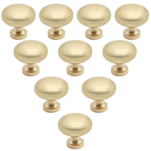 Luomorgo 10 Pack Gold Cabinet Knobs Round Kitchen Cabinet Door Knobs Drawer Knobs Round Drawer Handles for Bathroom Closet Dresser