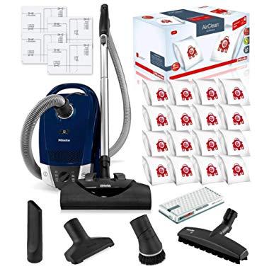 Miele Compact C2 Electro+ Canister HEPA Canister Vacuum Cleaner with SEB 228 Powerhead Bundle - Includes Miele Performance Pack 16 Type FJM AirClean Genuine FilterBags + Genuine AH50 HEPA Filter