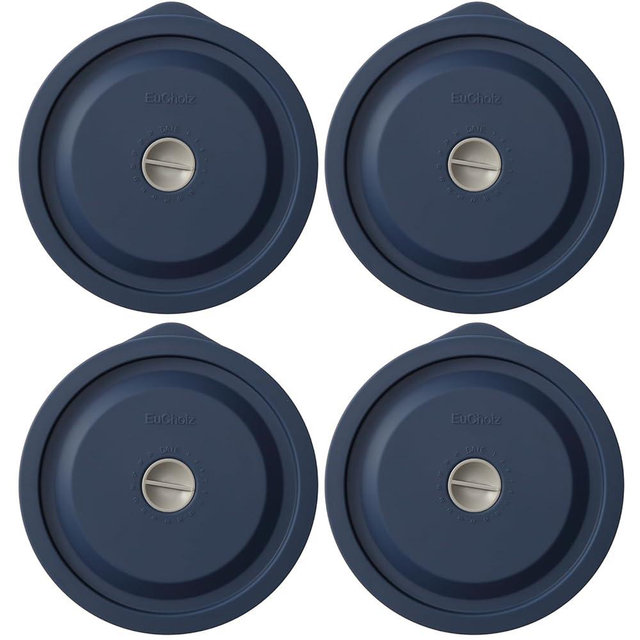 Replacement Lids for Pyrex 7201-PC 4 Cup, Silicone Round Storage Cover Lid for Anchor Hocking Glass Bowl 4 Pack Dark Blue