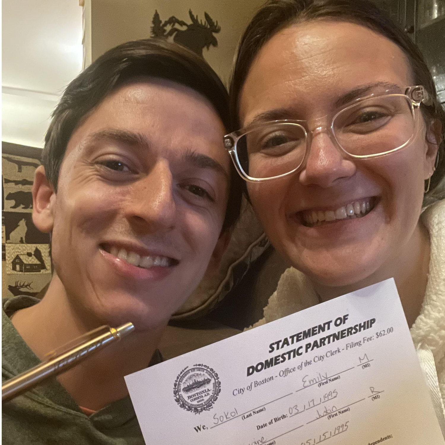 OCTOBER 2022 After living together in CT for a while, we decided to make it official and become domestic partners.