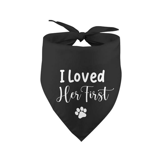 I Loved Her First Wedding Engagement Dog Bandana Valentine's Dog Bandana Black Dog Wedding Engagement Bandana Announcement Pet Accessories for Dog Lover