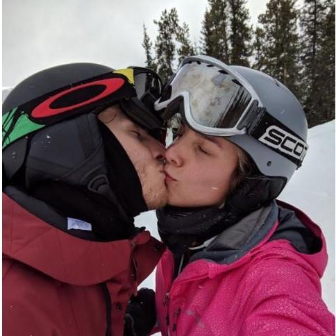 Mountain kisses are the best kisses. This picture was taken before I fell on my butt a million times and was done with the day.