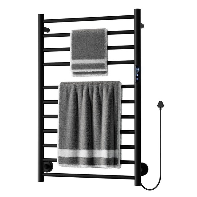 Statappy Towel Warmer Rack, Heated Towel Racks for Bathroom, Wall Mounted Electric Towel Warmer with Built-in 24hr Timer, Plug-in/Hardwired, Matte Black (11-Bar)