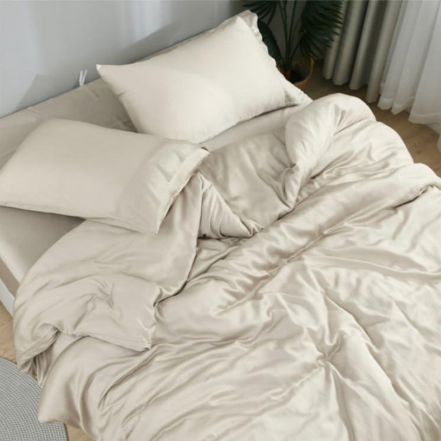 DOZ Sheet Set, 100% Viscose derived from Bamboo, Organically Grown, Buttery Soft, Cooling Sheets, High GSM, Deep Pockets - 4 Piece - 2 Pillowcases 1 Fitted 1 Top Sheet (Sand, King)