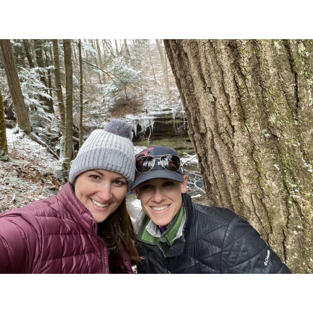 From one of our favorite trips ever. A romantic weekend in a cabin in Ohio. It was picture perfect. Snow falling while in the hot top, great meals, great scenery and a great time together.