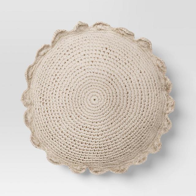 Round Crochet Throw Pillow with Scalloped Trim - Threshold™