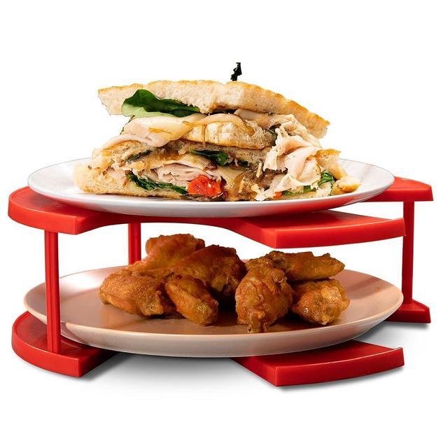 DoubleWave 2-in-1 microwave plate stacker | Two tier microwave plate stacker for better convenience | Heated dinner plate stacker for reliable and safe use | Guaranteed to last (Large)