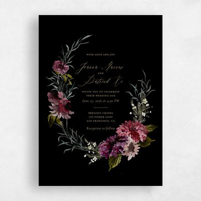 Black Wedding Invitation - Holliston Portrait