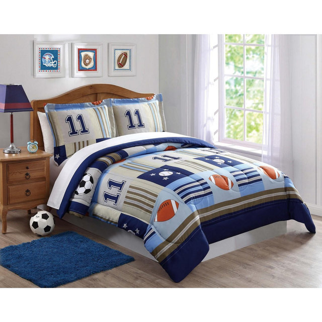 Twin Denim and Khaki Sports Kids' Comforter Set - My World