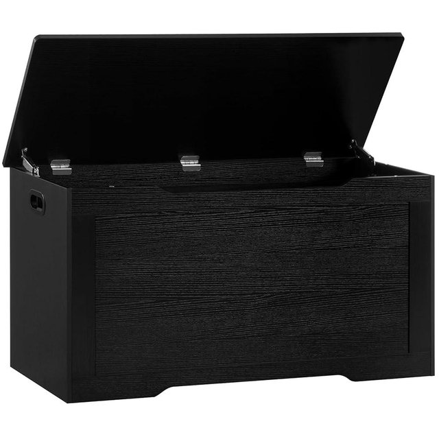 usikey 39.4” Storage Chest, Toy Chest, Toy Box with 2 Safety Hinges, Lift Top Wooden Storage Chest, Storage Bench, Supports 220 lb, for Living Room, Bedroom, Entryway, Black