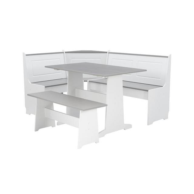 Linon Ardmore Wood Breakfast Nook Dining Set in White and Gray