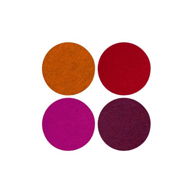 Graf Lantz Bierfilzl Round Felt Coasters - Multi-Color Set of 4 - 100% Merino Wool - Water-Wicking, Stain-Resistant, Absorbent (Bordeaux)