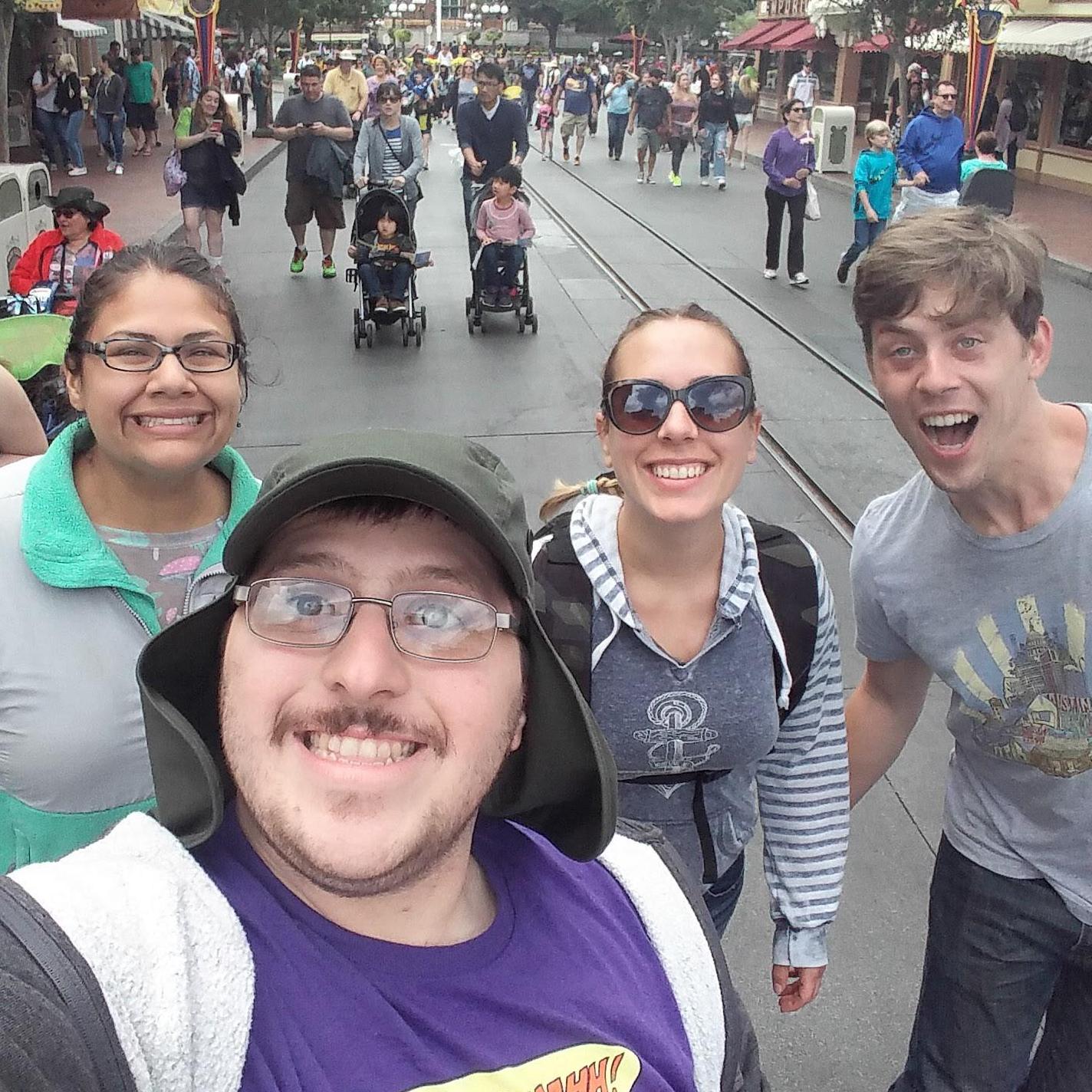 At Disneyland with Bianca (Bridesmaid) and Jeff!  During Harri's weird "dye his mustache" phase.
