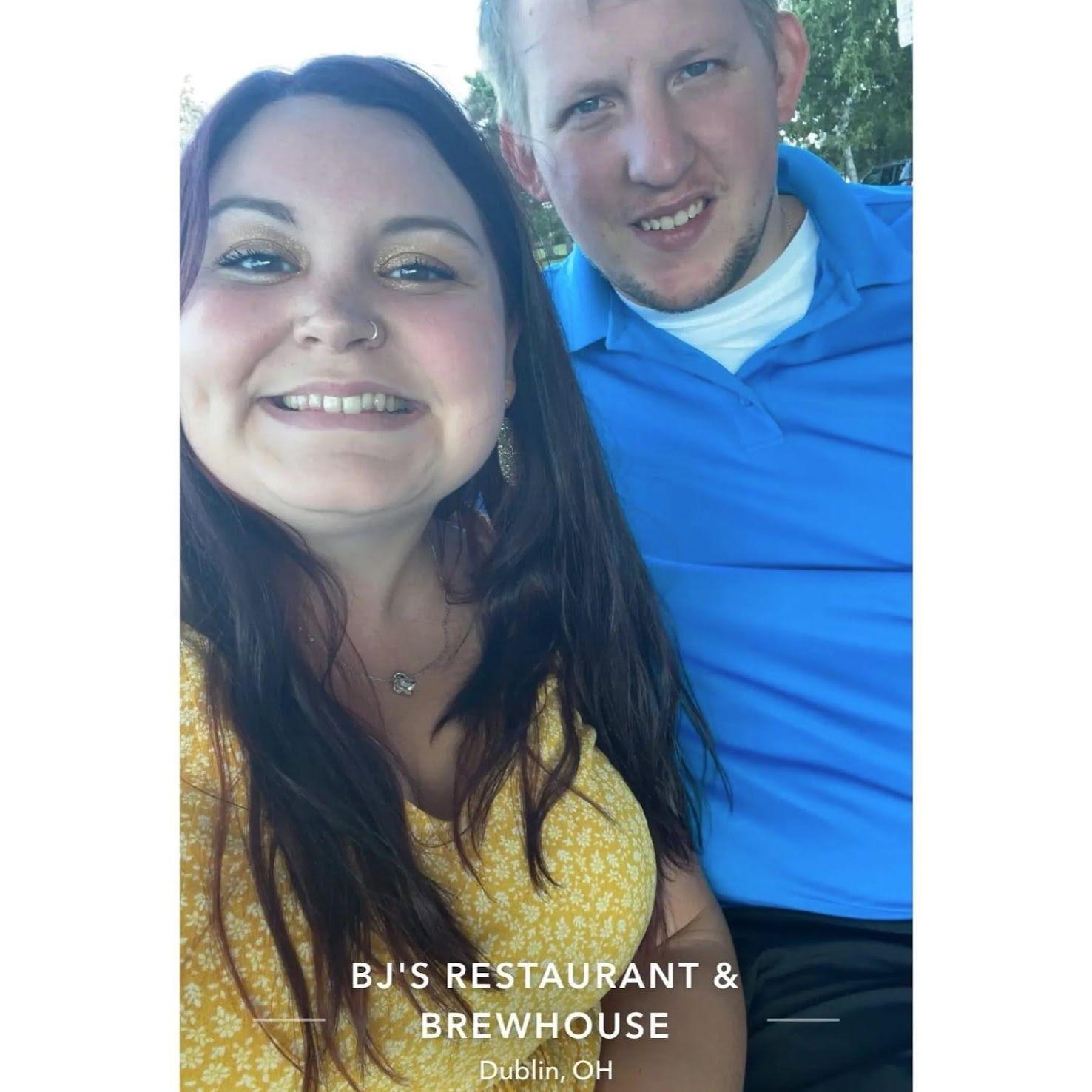 Selfie at BJ's Restaurant from our trip to Ohio in August 2021.