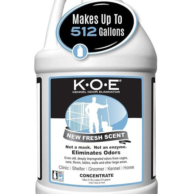 K.O.E. Fresh Scent Odor Eliminator Concentrate for Kennels, Cages, Floors & More - Non-Enzymatic Pet Odor Solution for Home & Dog Kennel - Home & Pet Supplies (1 Gal)