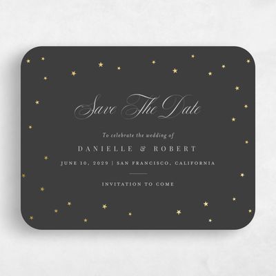 Grey Rounded Wedding Save the Date - Emery Landscape Foil
