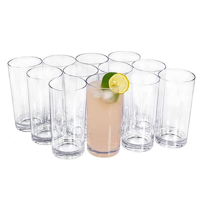 REALWAY 17 Ounce Plastic Cups Reusable,Unbreakable Drinking Glasses,BPA Free Dishwasher Safe Acrylic Glasses Drinkware for Kitchen Kid Adult,Plastic Glasses Look Like Glass, Drinking Glasses Set of 12