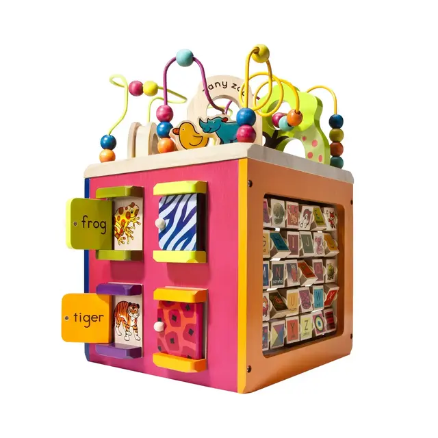 B. toys Wooden Activity Cube - Zany Zoo