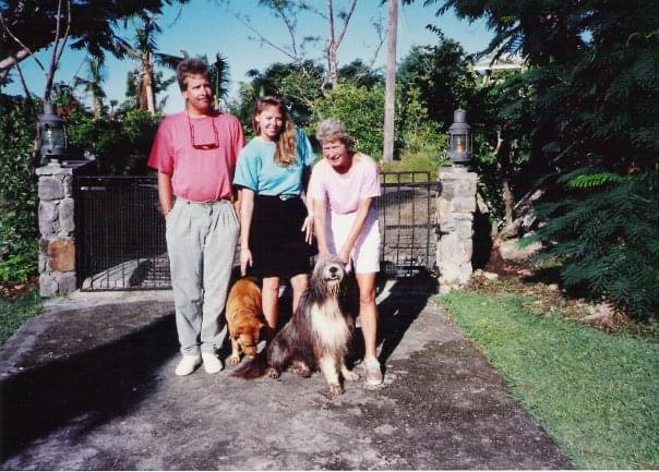 Great Aunt Loek with Mark and Maggie Holmes 1989 Montserrat