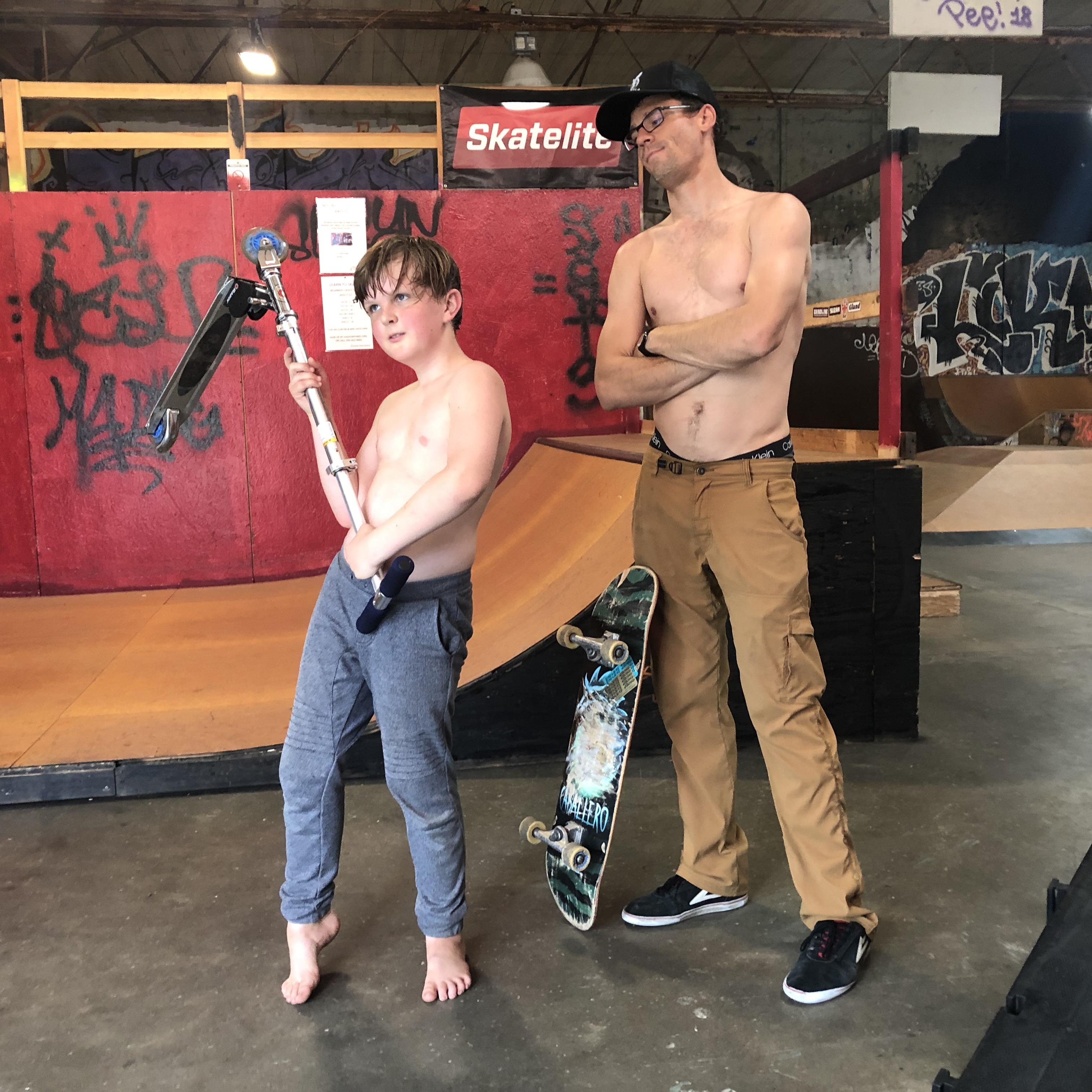 Wyatt and Winter tearing it up at the skate park