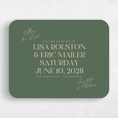 Green Rounded Wedding Save the Date - Menton Landscape