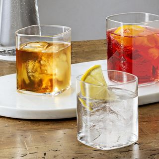 Top Class Square Rocks Glass, Set of 6