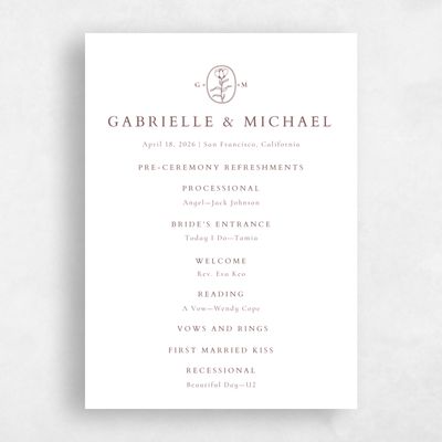 Acorn, White Wedding Program - Sintra