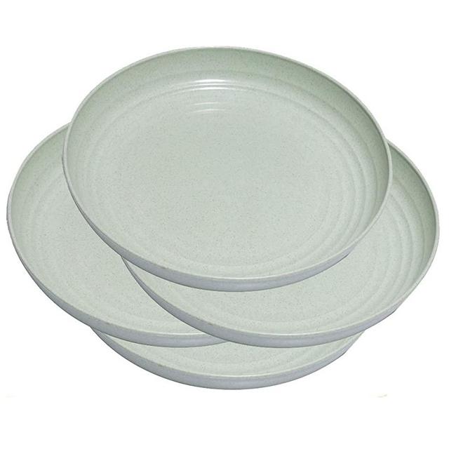 choary Lightweight &Unbreakable Wheat Straw Plates 4 Pack 10'，Healthy Eco-Friendly Degradable Dishes, BPA free plates,Dishwasher Microwave Safe Plates,Reusable Plate for Fruit Snack Container (green)