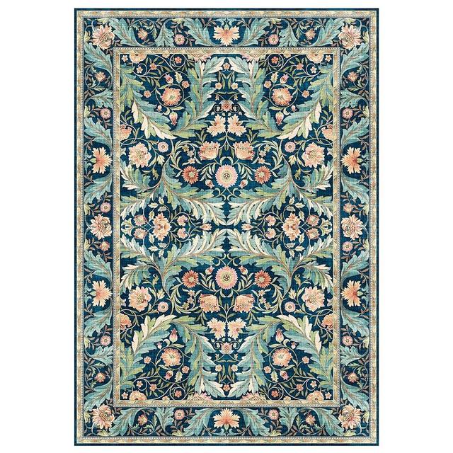 Gertmenian Indoor Boho Area Rug | Home Decor for Entryway, Bedroom, Living Room, Office, Kitchen | Non Slip, Soft, Printed Accent Rugs | Altair, Navy, 5x7 Standard, 24511