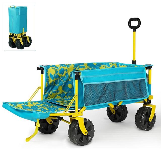 Old Bahama Bay Collapsible Wagon Cart, Utility Wagon with All Terrain Wheels, Heavy Duty Folding Wagon with Tailgate, Ideal for Carrying Long Items, Stylish Extended Wagon for Outdoor Camping Shopping