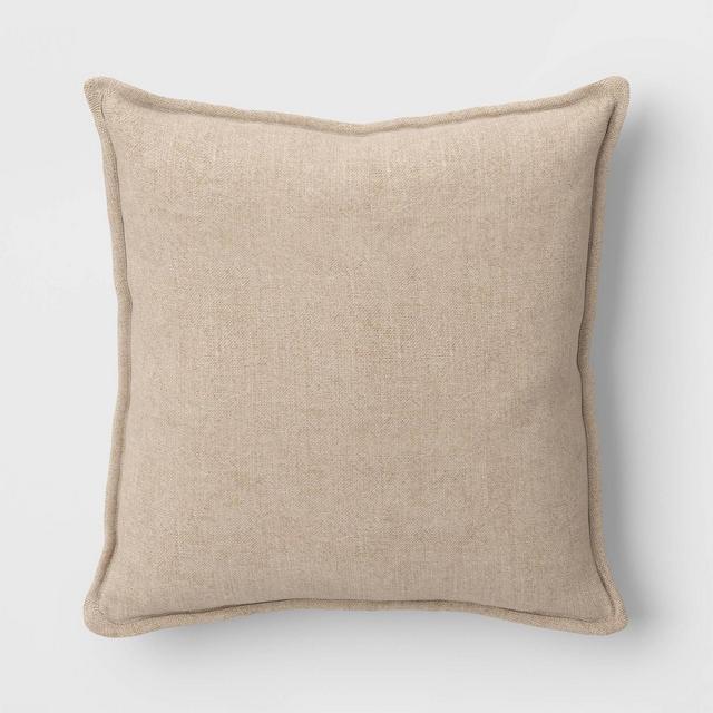 Square Linen Throw Pillow with Flange Neutral - Threshold™