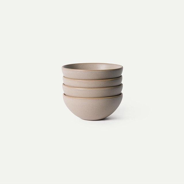 MORA Medium Bowls Set of 4, 28oz Ceramic Pottery Everyday Bowls - Microwave, Oven and Dishwasher Safe - Mushroom