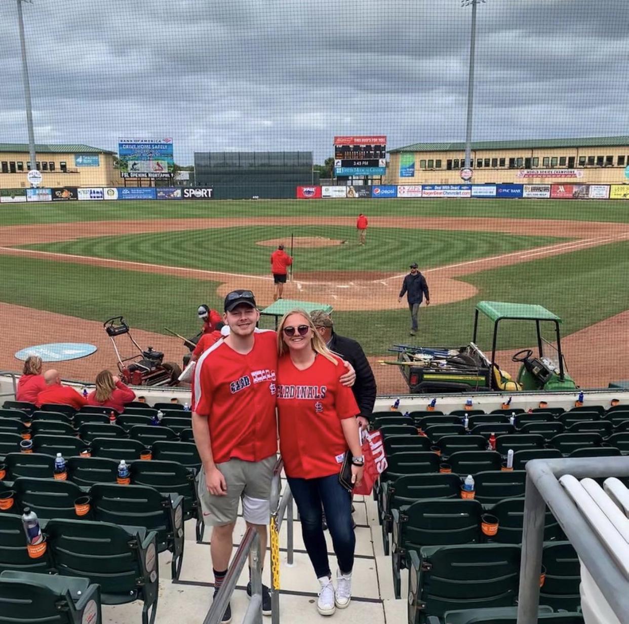 Tyler convincing Sam to be a Cardinals fan for the day - Jupiter, FL