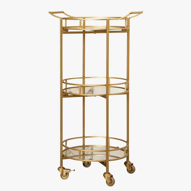 Jurupa Metal Bar Cart, Matte Gold