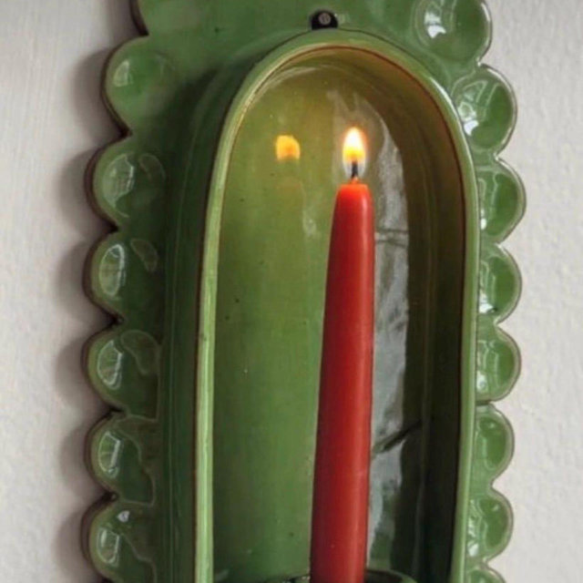 Handmade Mediterranean Ceramic Wall Candle Holder – Black, Blue, Red and white Wall Sconce
