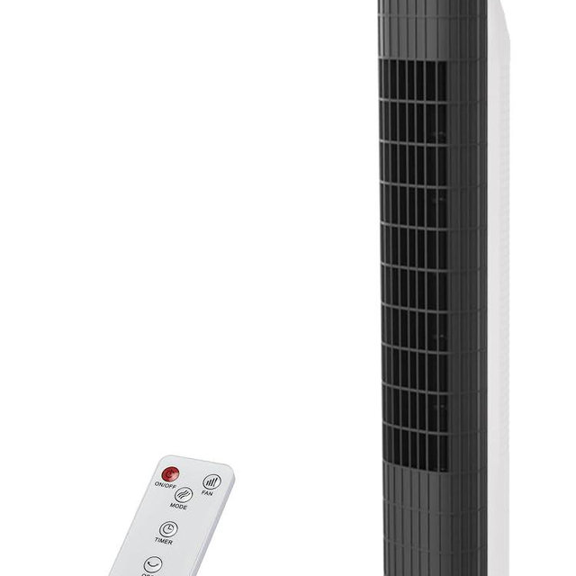 Uthfy 31 Inch Tower Fan for Bedroom, 120° Oscillating Quiet Standing Bladeless Fan With Remote, 7.5H Timer, 3 Speeds, 3 Modes, for Room, Dorm, Office, Black and White