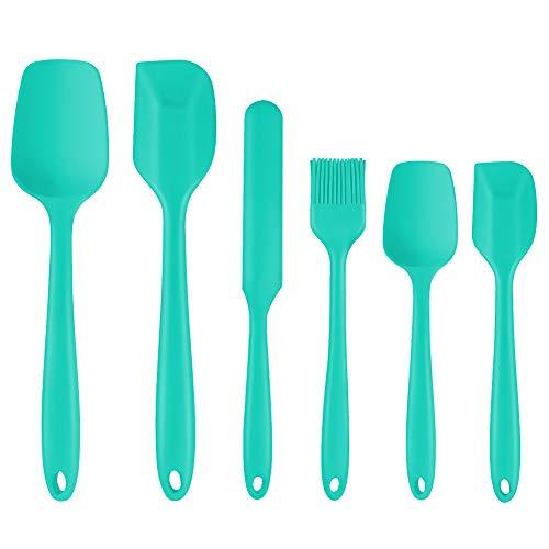 Silicone Spatula,6 Piece Non-scratch Heat Resistant Rubber Spatula with Stainless Steel Core,Non Stick and Good Grips Spatulas for Cooking,Baking and Mixing(Green)