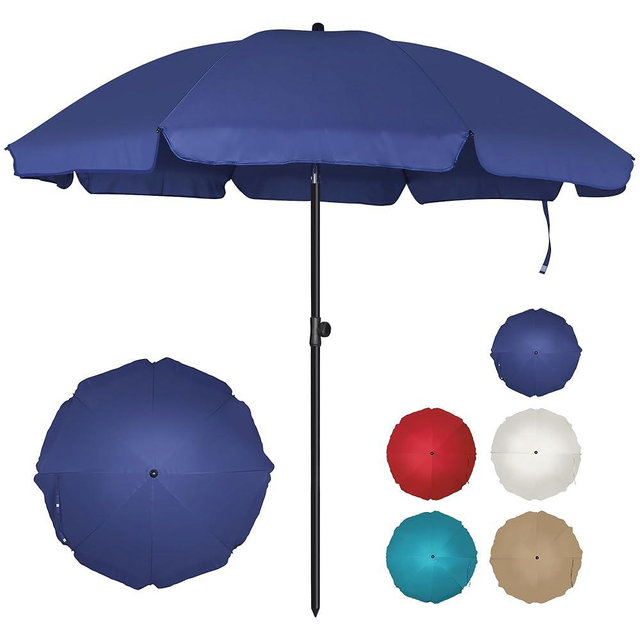 Blissun 6.5ft Patio Umbrella with Push Button Tilt & Height Adjustable, UV50+ Sun Protection with Sturdy Fiberglass Ribs & Iron Pole, Market Umbrella for Outdoor Table Garden Backyard Beach