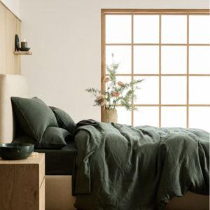 European Linen Duvet Cover Set in Pine