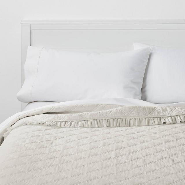 Full/Queen Vintage Washed Ruffle Quilt Natural - Threshold™