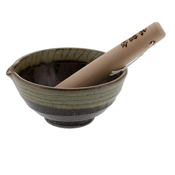 Zen Table Japan Ceramic Mortar & Pestle Set (Suribachi & Surikogi)