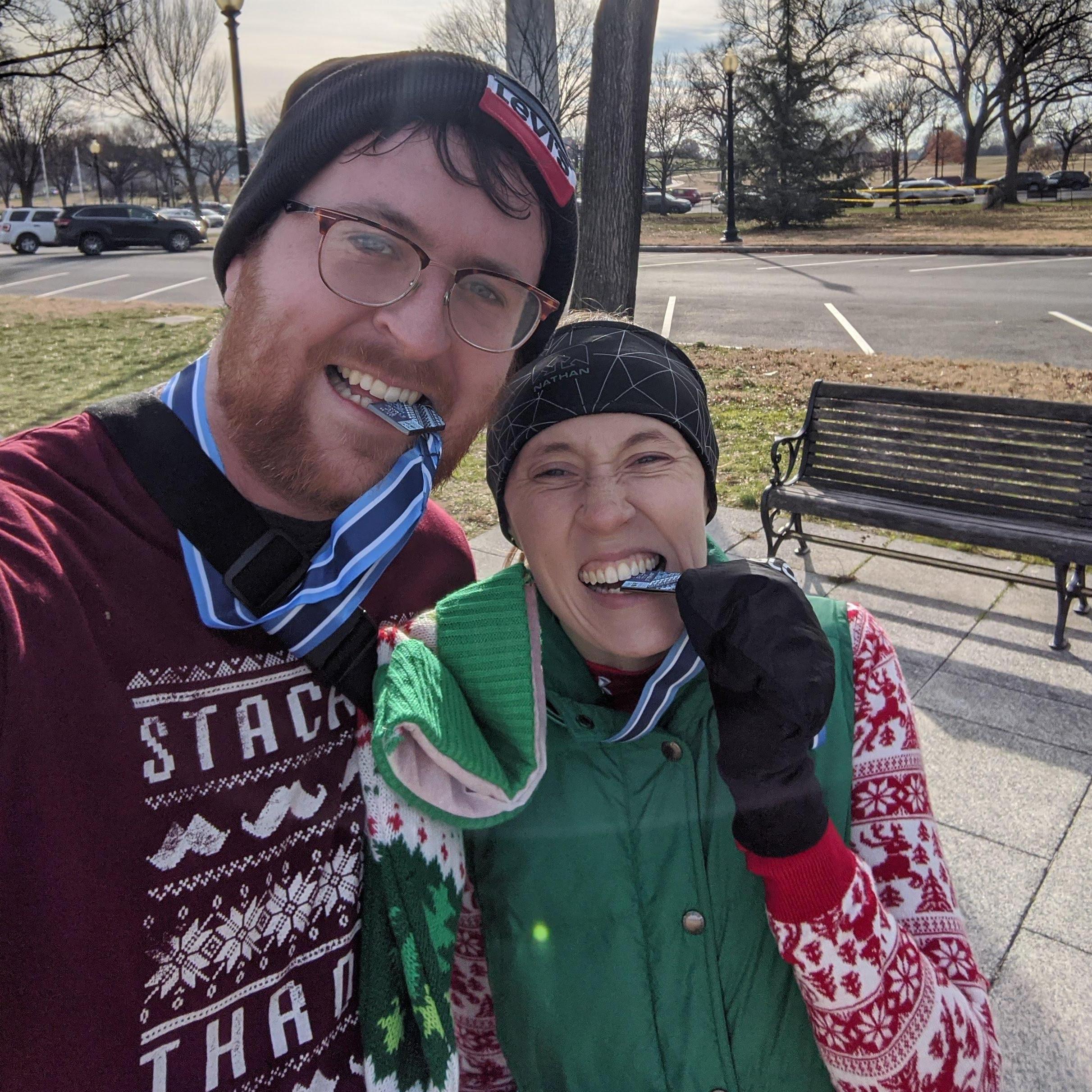 Jingle All the Way 15K Race in DC 2019. We tied.