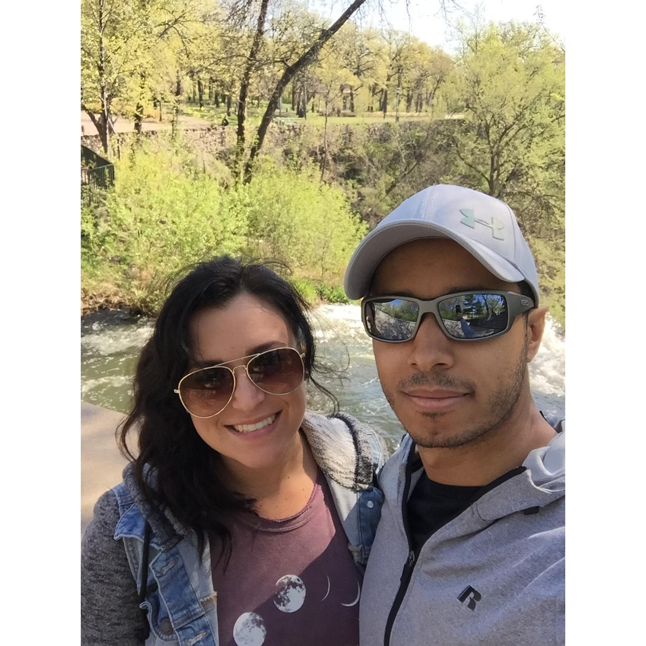 Hiking at Minnehaha Falls.