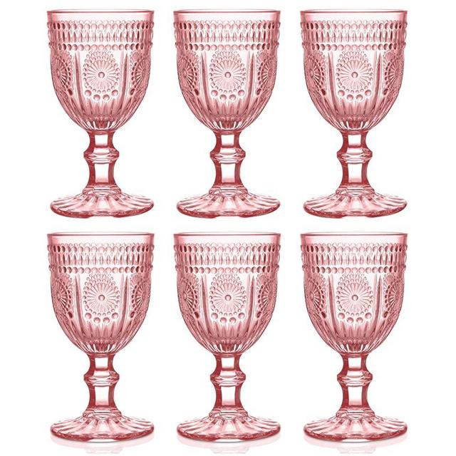 Pink Wine Glasses set of 6 blush goblets the perfect pink stemware for bridesmaid glassware bridal shower wine glass or the lover of retro wine glasses pink water goblets or vintage champagne glasses