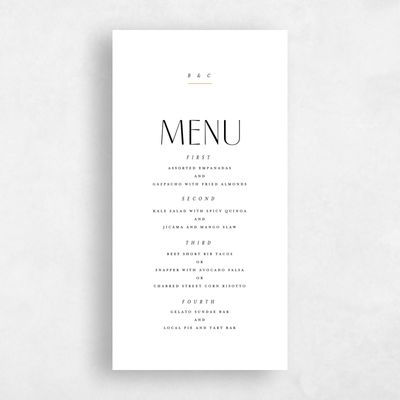 White Wedding Menu - Mendoza Portrait
