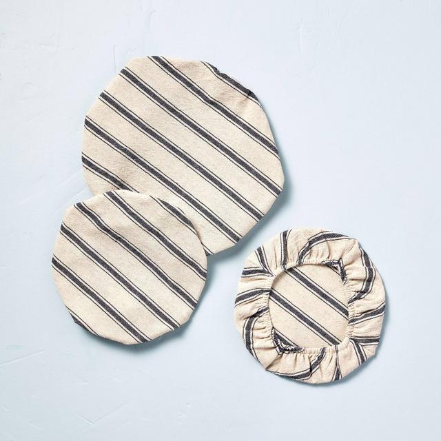 3pc Engineered Stripe Reusable Cloth Dish Cover Set Blue/Natural - Hearth & Hand™ with Magnolia