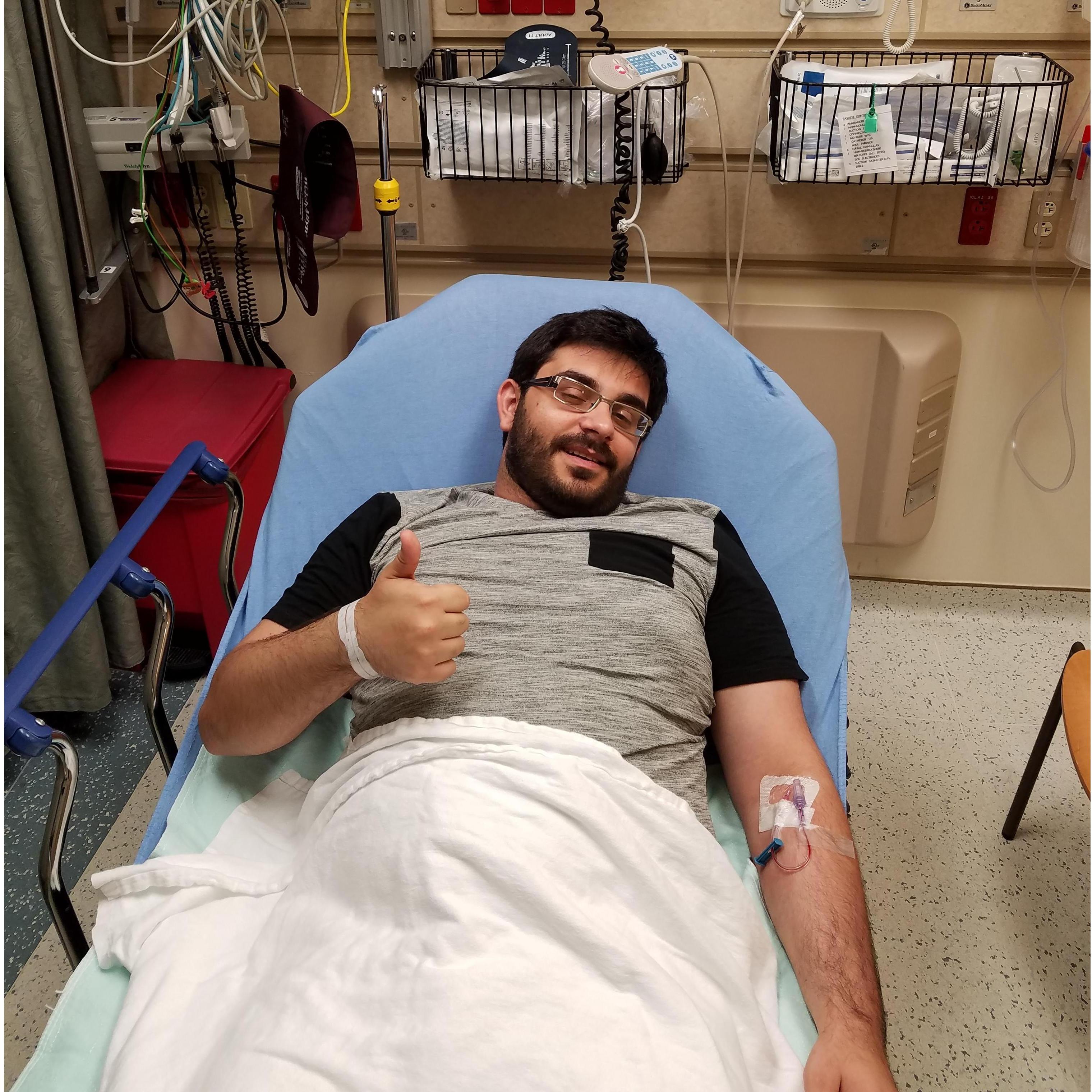 Lucas in the hospital with his first kidney stone! June 2018