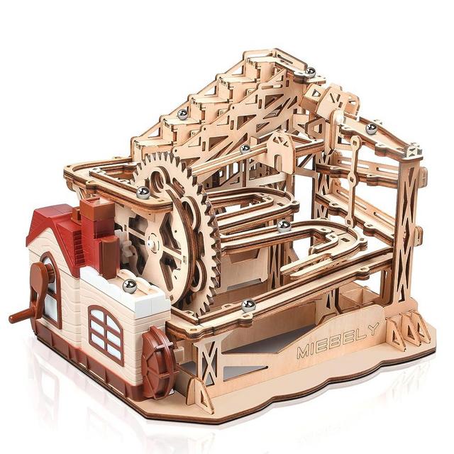 MIEBELY Electrical 3D Wooden Puzzles Adults Craft Toys DIY Marble Run Model Building Kits Block Toys W/Motor, Mechanical Gear Engineering Kit Home Decor Hobbies Idea Valentines Day Gifts for Him Teens